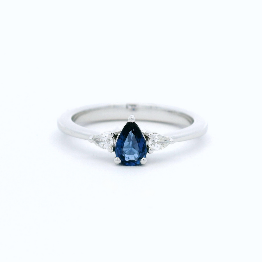 White Gold Sapphire and Diamond Ring