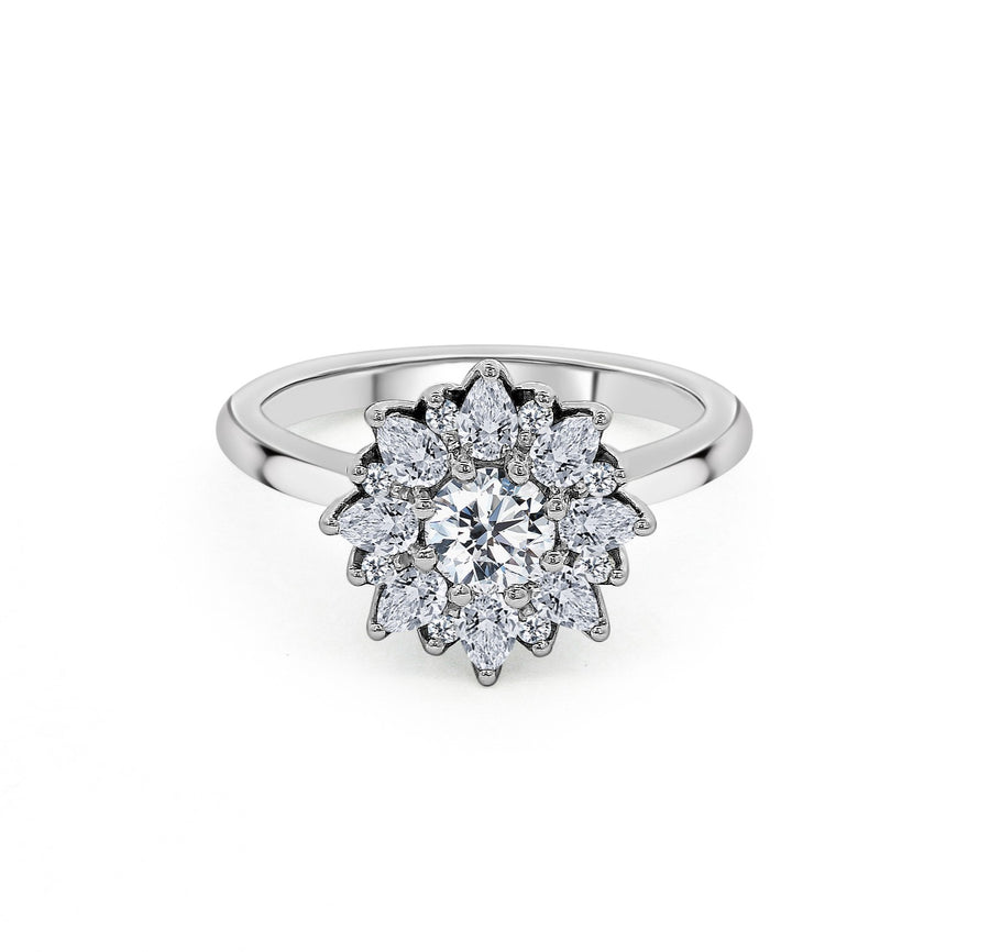 Platinum And Diamond Petal Ring