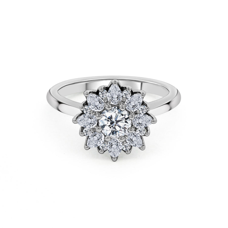 Platinum And Diamond Petal Ring