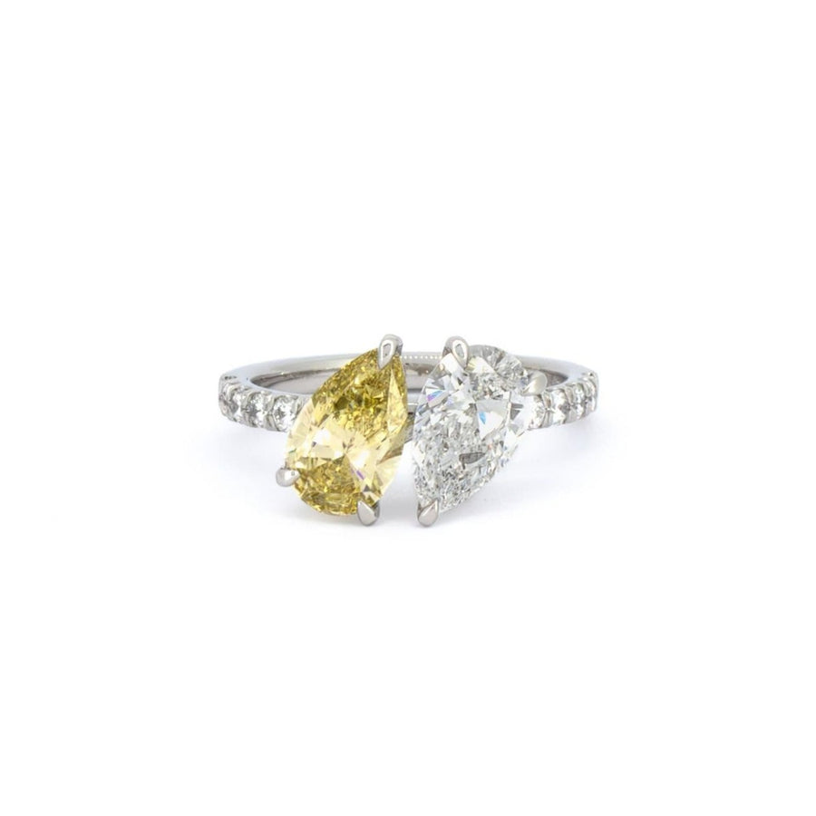 Platinum, Yellow & White Pear Diamond 'Toi Et Moi' Engagement Ring