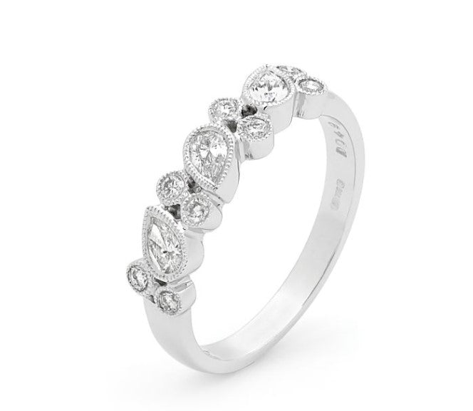 Platinum and Diamond Millgrain Dress Ring