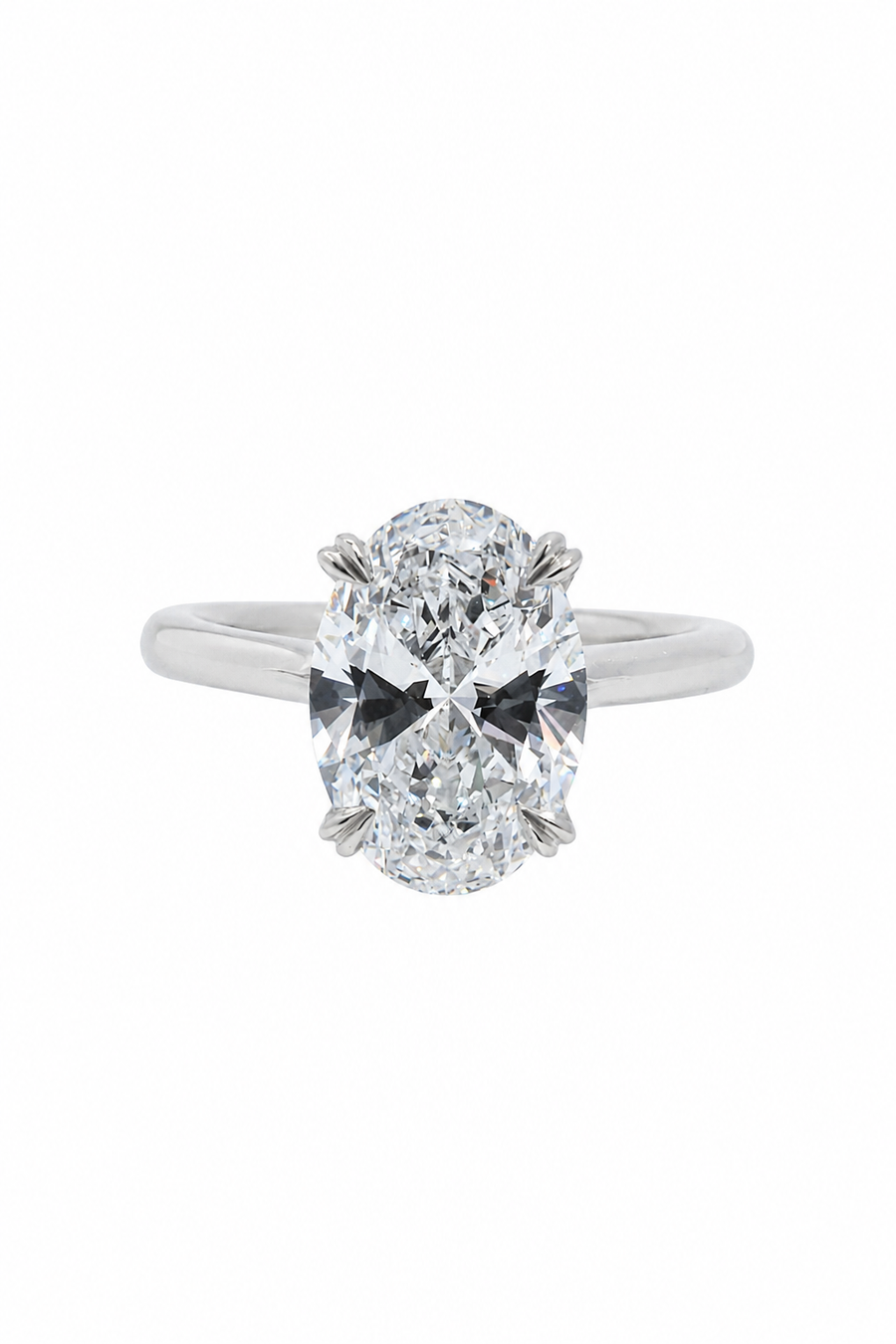 Platinum 3.00ct Oval Cut Double Claw Solitaire Engagement Ring