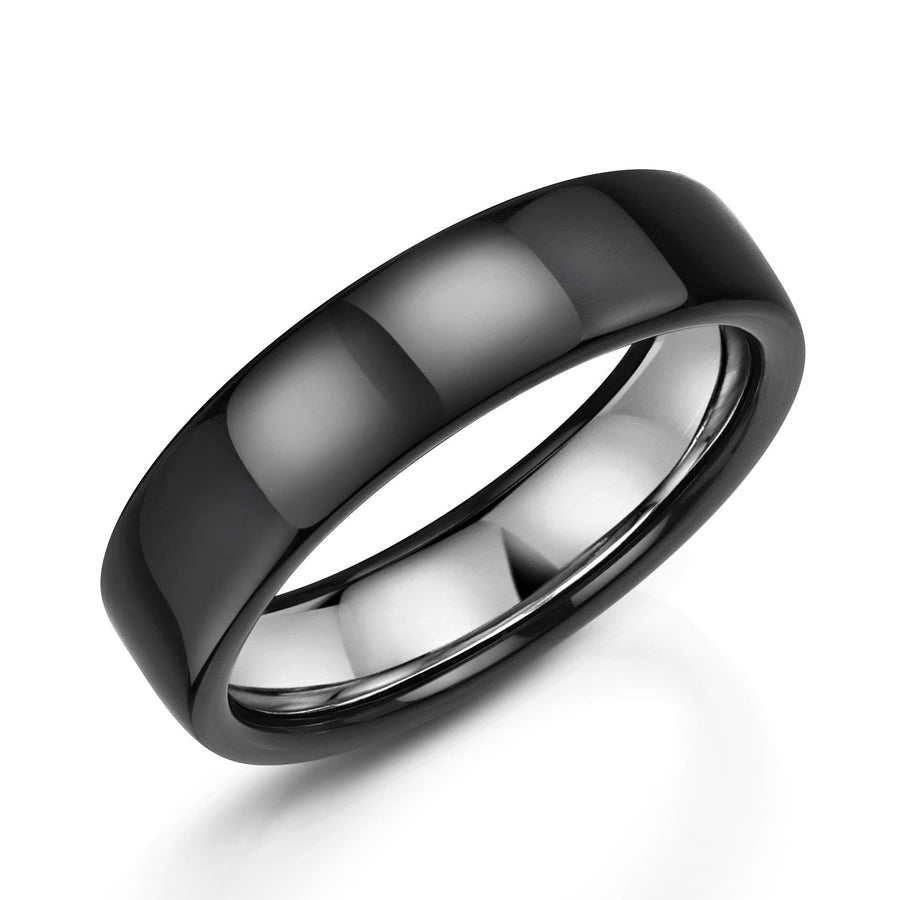 Polished Zirconium And Silver Wedding Ring