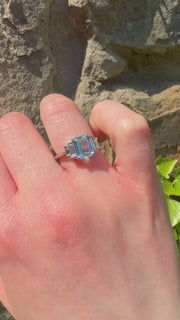 Aquamarine And Diamond Engagement Ring