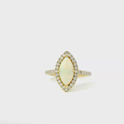 18ct Yellow Gold, Opal And Diamond Ring