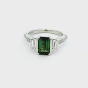 Platinum Tourmaline Art Deco Ring