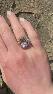 18ct Rose Gold Oval Morganite And Diamond Ring