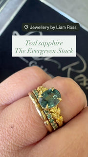 Botanical Teal Sapphire Engagement Ring