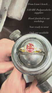 Rare Padparadscha Sapphire & Diamond Engagement Ring