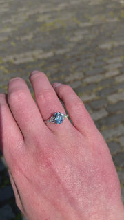 Platinum Aquamarine & Diamond Engagement Ring