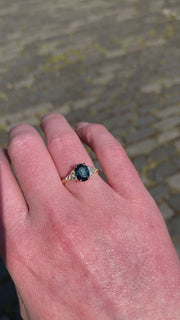 Teal Sapphire & Diamond Engagement Ring