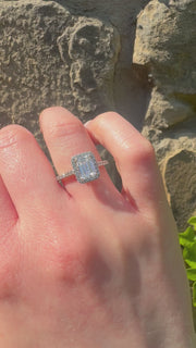 Emerald Cut Halo Engagement Ring (Made To Order)