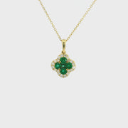 18ct Yellow Gold Emerald & Diamond Clover Pendant