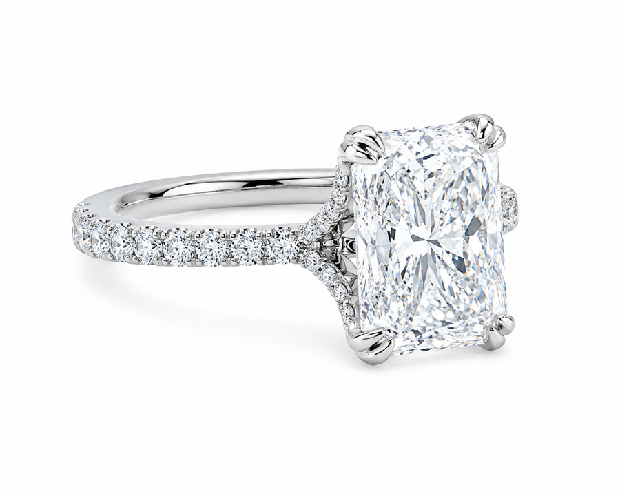 Platinum Lab Grown Radiant Cut Diamond Ring