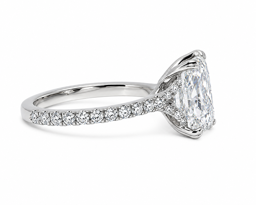 Platinum Lab Grown Radiant Cut Diamond Ring