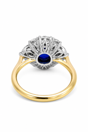 Sapphire & Diamond Pear and Round Brilliant Cut Halo Ring