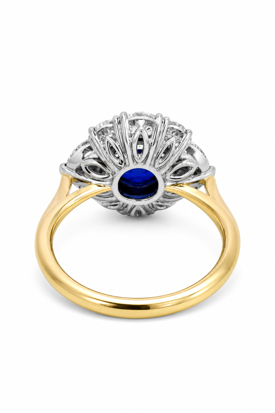 Sapphire & Diamond Pear and Round Brilliant Cut Halo Ring