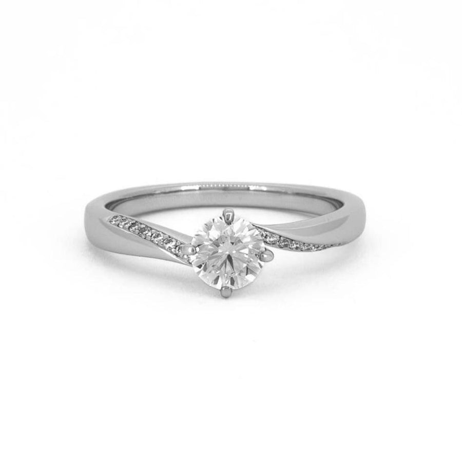 Platinum Solitaire Twist Diamond Band Engagement Ring