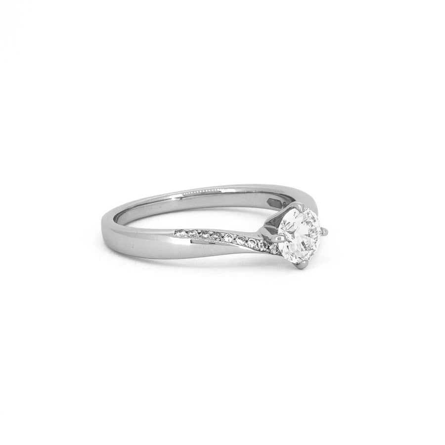 Platinum Solitaire Twist Diamond Band Engagement Ring