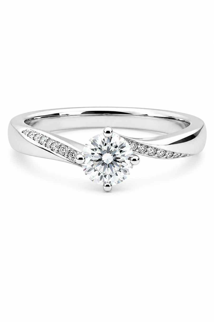 PLatinum Diamond Solitaire Twist Engagement Ring