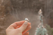 Platinum Blue Emerald Cut & Pear Cut 'Toi Et Moi' Ring