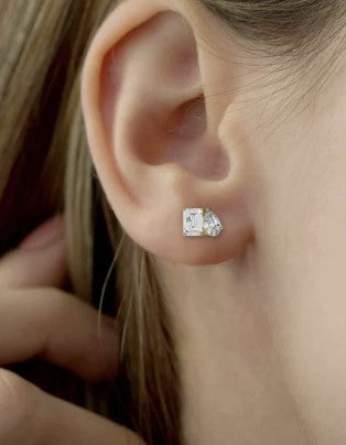 18ct Yellow Gold Lab Grown Diamond Emerald & Pear Cut Studs