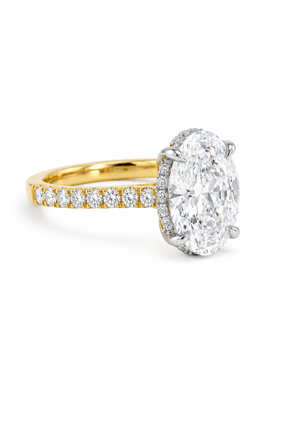 Two Tone Lab Grown 2.50ct Oval Diamond Engagement Ring