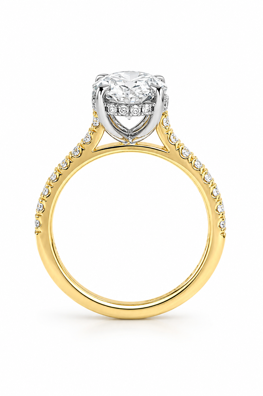 Two Tone Lab Grown 2.50ct Oval Diamond Engagement Ring