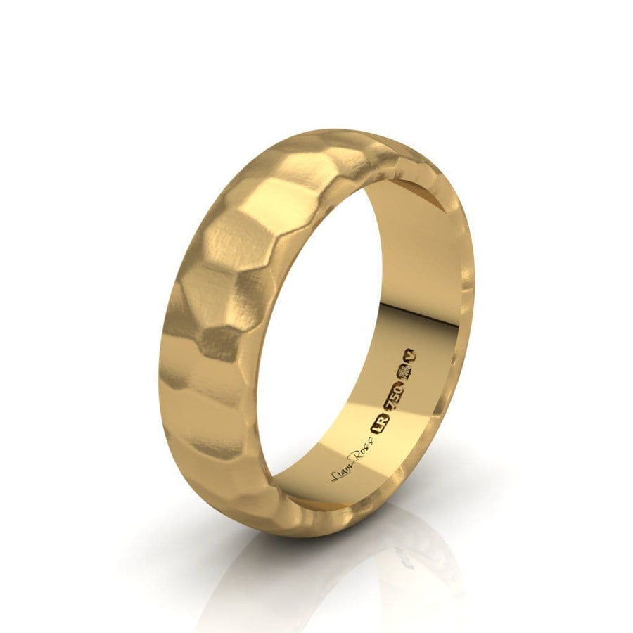 Yellow Gold Hammered Wedding Ring