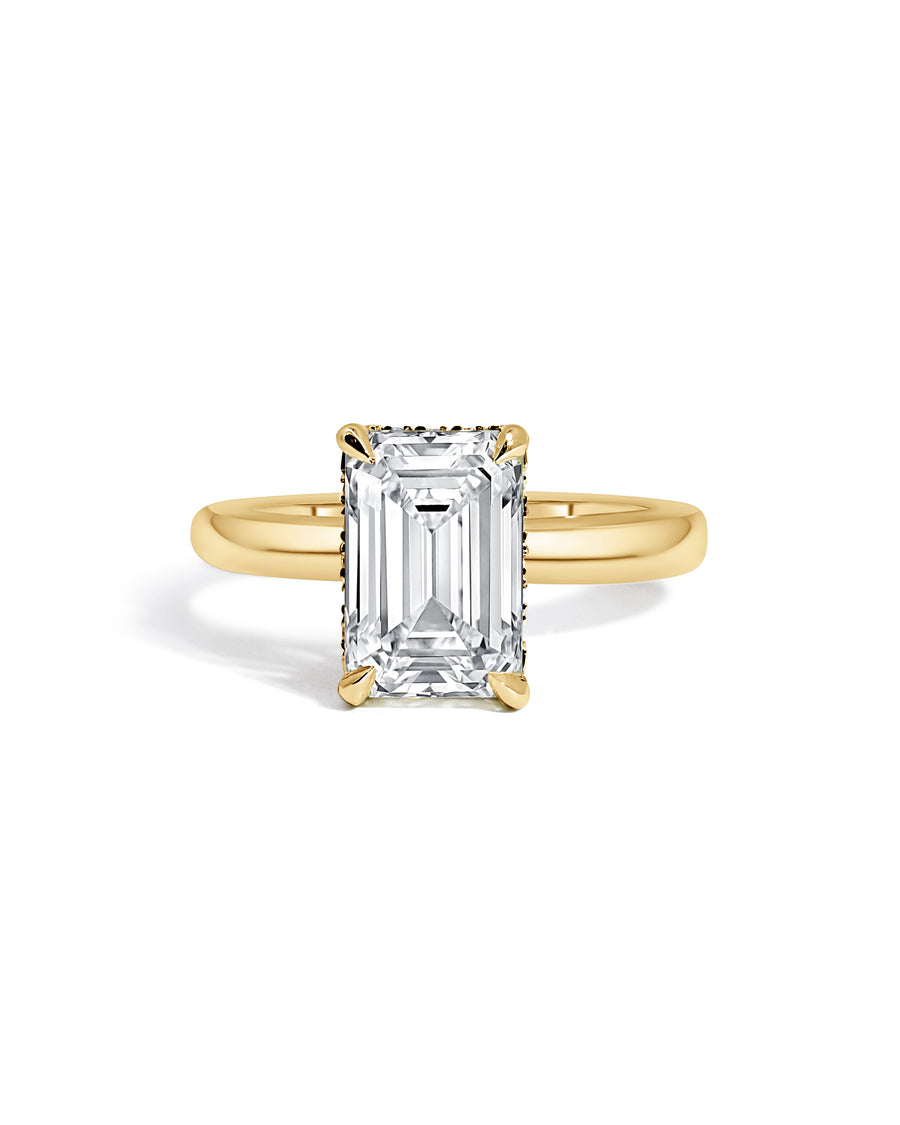 18ct Yellow Gold Emerald Cut Lab Grown Diamond Ring