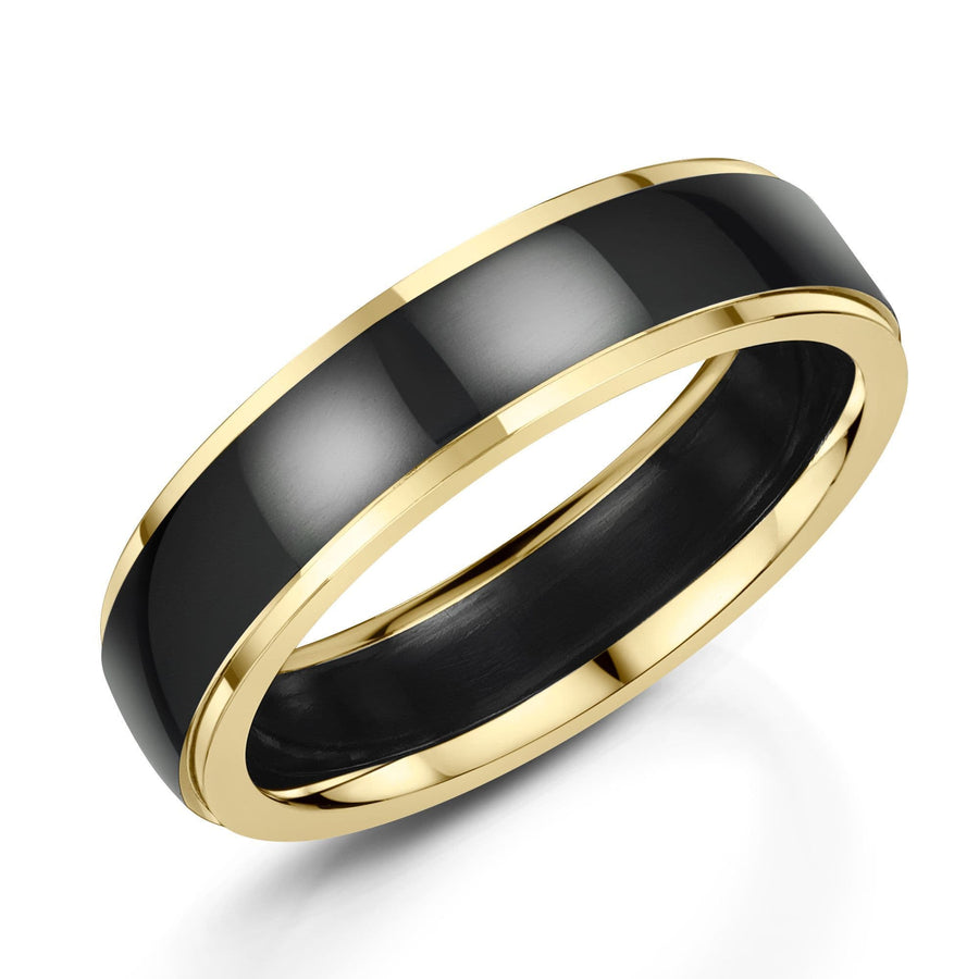 Zirconium And 9ct Yellow Gold Wedding Ring