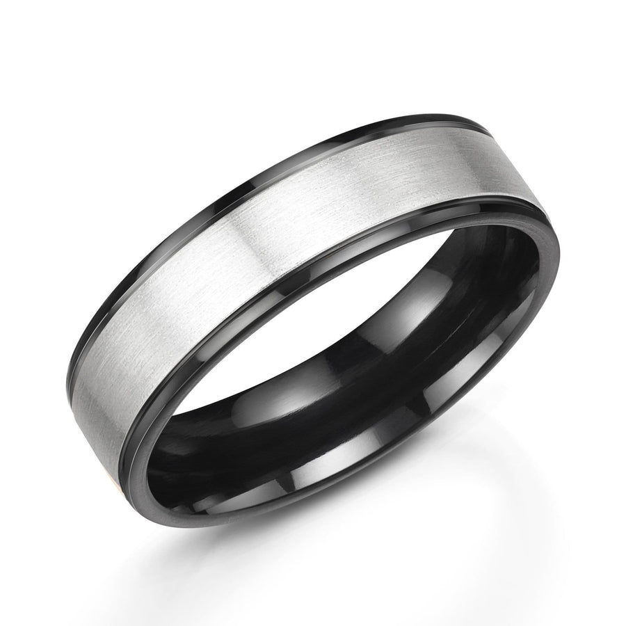 Zirconium And Platinum Matt Wedding Ring