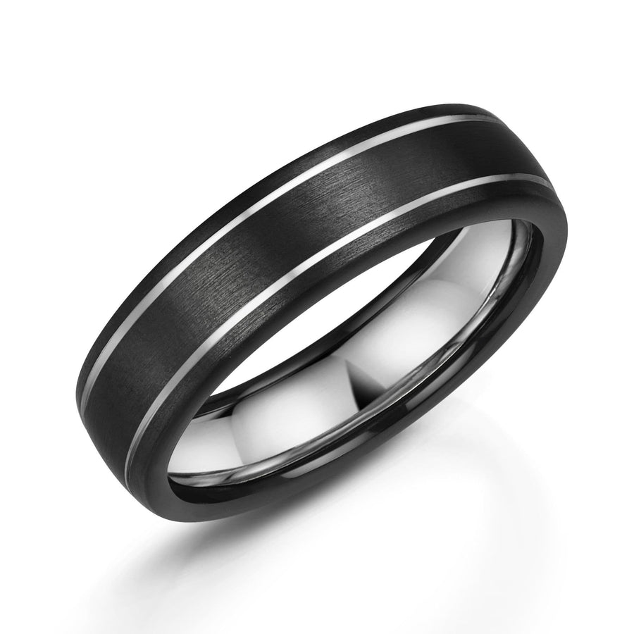 Zirconium And Silver Wedding Ring