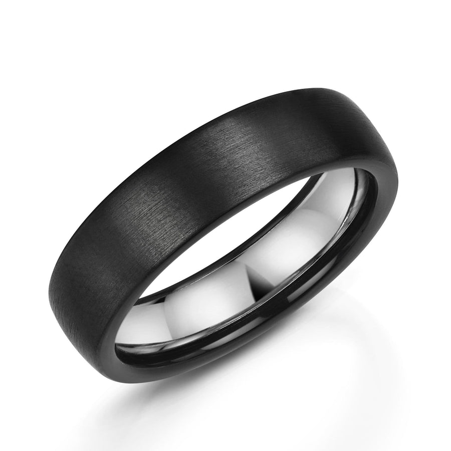 Zirconium And Silver Wedding Ring Matt